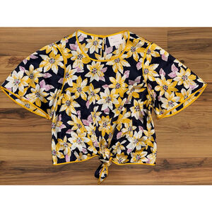 Cinq A Sept Kristi Silk Floral Tie Front Top Women’s S Feminine Preppy Summer